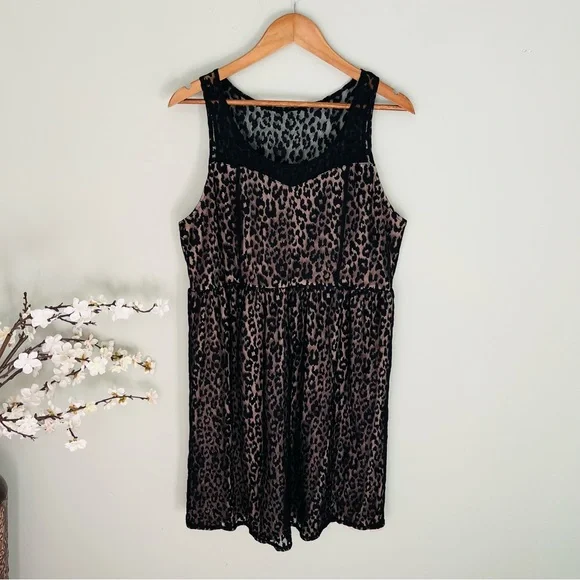 Lane Bryant Sleeveless Cheetah Print Lace Dress Approx Size 16 - Picture 3 of 6